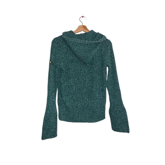 DKNY Jeans Teal knit hoodie zipper pullover - Picture 2 of 4